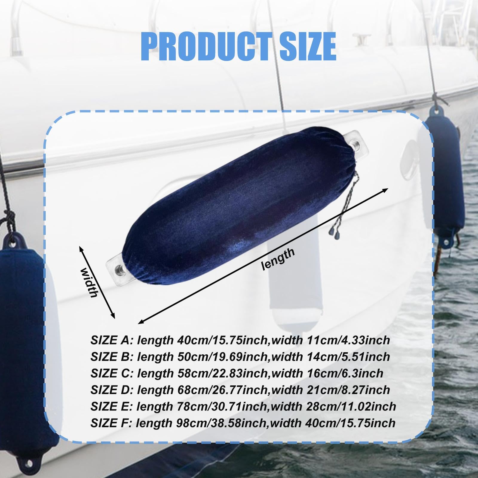 Parabordo Barca Gonfiabile PVC con Copertura Protettiva Accessori Nautici Assorbimento degli Urti Installazione Rapida Adatto per Porti Grandi Ya, 68x21 Cm