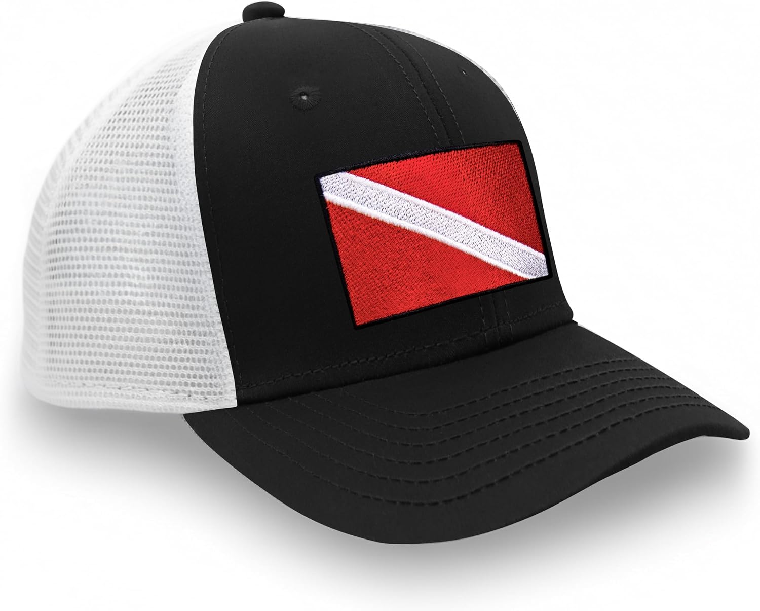 International Tie Scuba Diver Hat for Men and Women, Adjustable Snapback Trucker Baseball Cap with Embroidered Scuba Flag