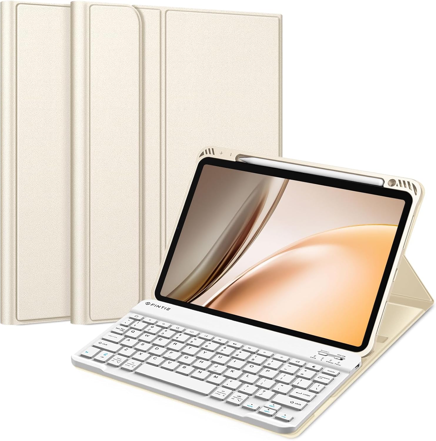 FINTIE Keyboard Case for iPad Air 11-inch M3 (2025) / M2 (2024), iPad Air 5th (2022) / 4th Generation 10.9 Inch - Soft TPU Cover w/Magnetically Detachable Bluetooth Keyboard, Starlight