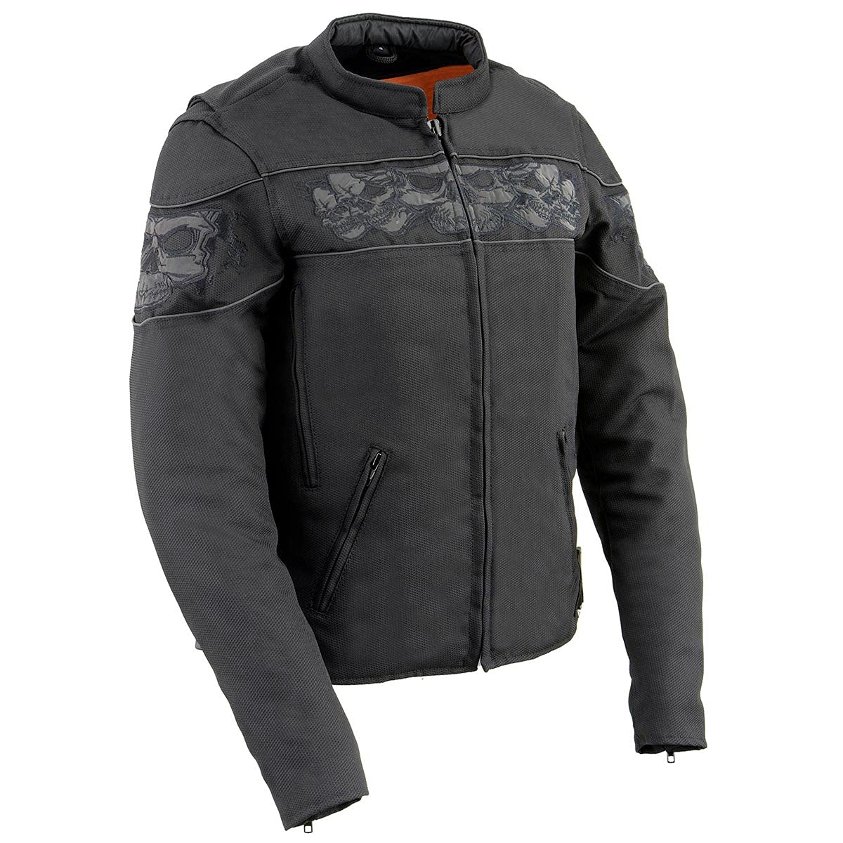 Milwaukee Leather MPL2730 Women's Black Crossover Textile Scooter Jacket with Reflective Skulls - 3X-Large