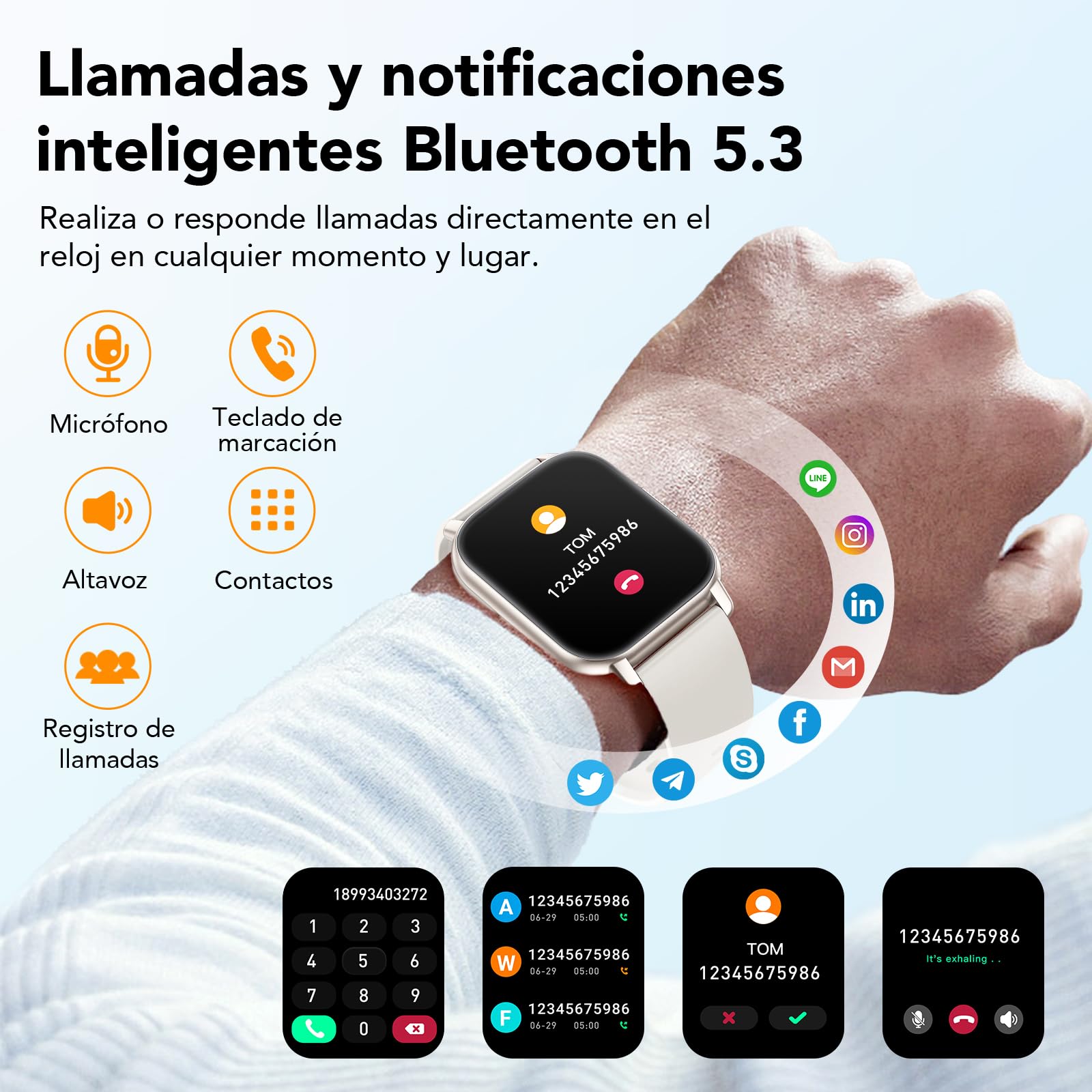 Smartwatch Uomo Donna, 1.85" Orologio Smartwatch con Risposta/Rifiuto Chiamate, 112 modalità Sportive Smart Watch con Monitoraggio del Sonno/Contapassi/SpO2 per IOS/Android, Impermeabile IP68, Bianco