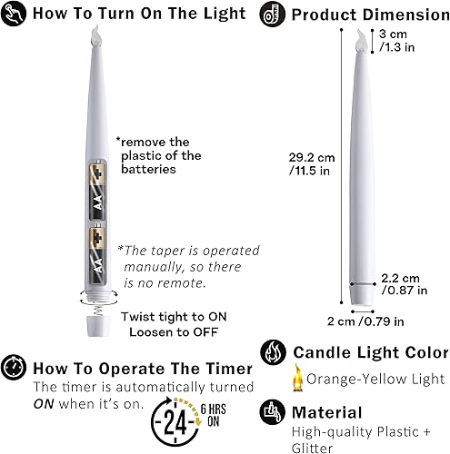 Miniatura 9 de FURORA LIGHTING - Juego de 8 velas sin llama con control remoto con velas cónicas, juego de 6 (14 velas a batería), velas de pilar, velas votivas y