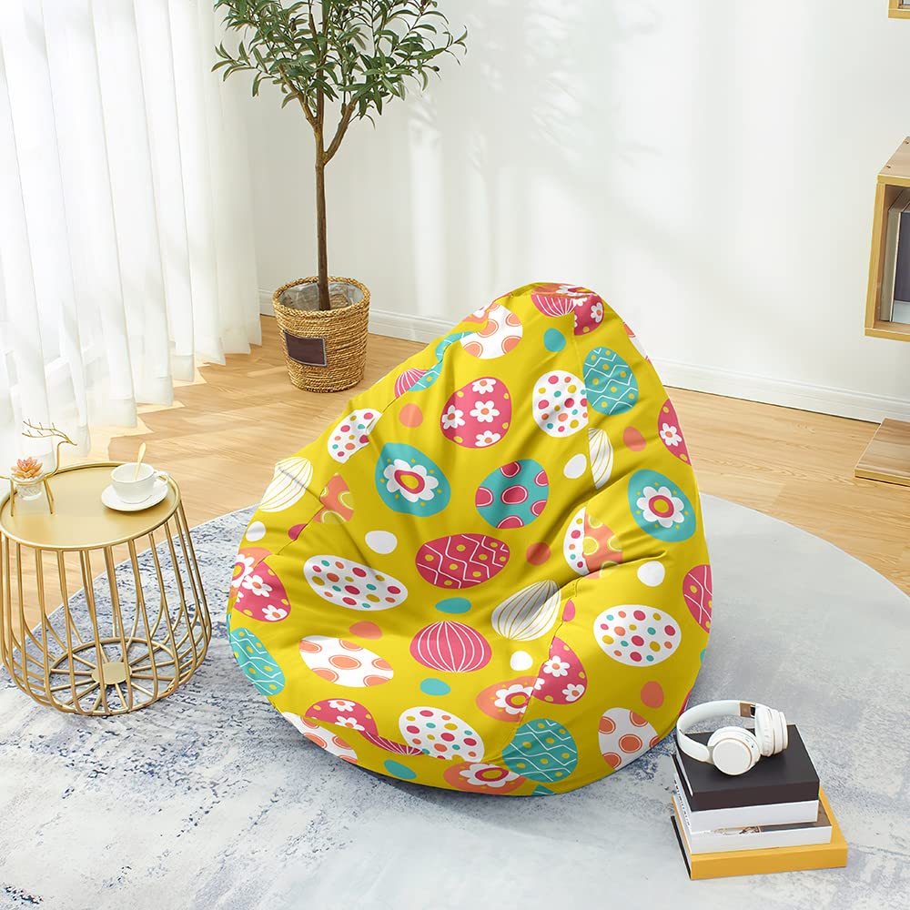 FANSU Pouf Imprimé Ethnique, Housse de Sac de Haricots sans Remplissage Pouf Salon Chambre Soft Sac Haricots, Pouf de Rangement pour Enfant Adulte (Animal,80x90cm