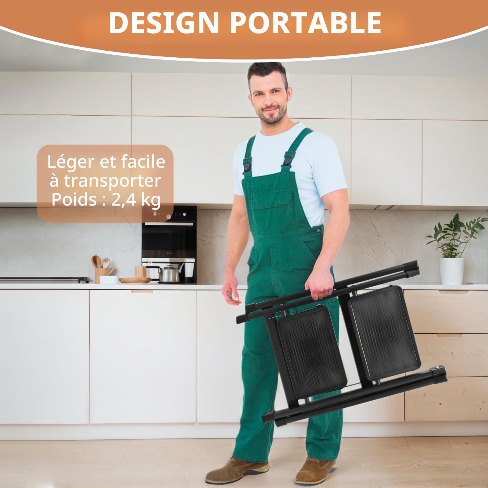 Escabeau 2 Marches, Portable Échelle Pliante Marchepied Antidérapant Charge Maximale 150 kg Acier Durable Léger Echelle Domestique Pliable pour Maison, Cuisine, Garage, Bureau