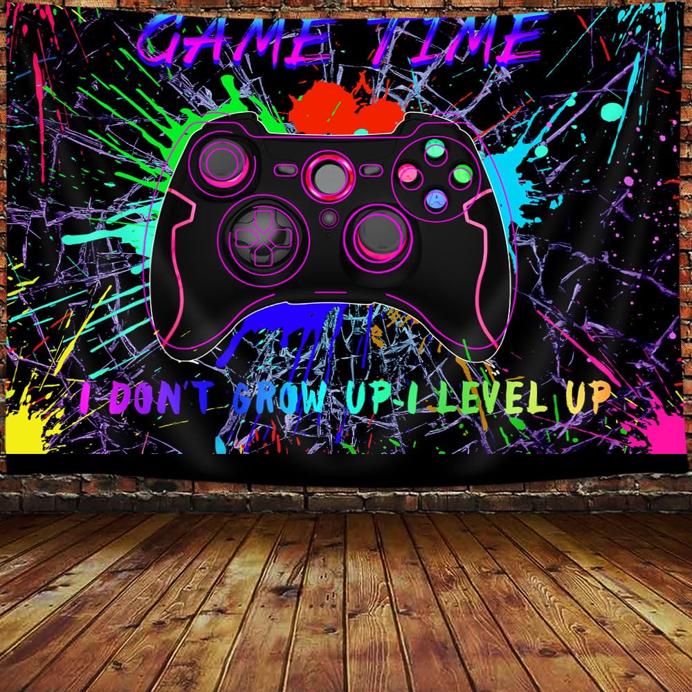 Gaming Tapestry, Gamer Neon Sign Wall Tapestry for Boys Bedroom Retro 80s Video Game Tapestries, Funny Modern Video Game Wall Decor for College Dorm Home Decor, (40X30inch), Red