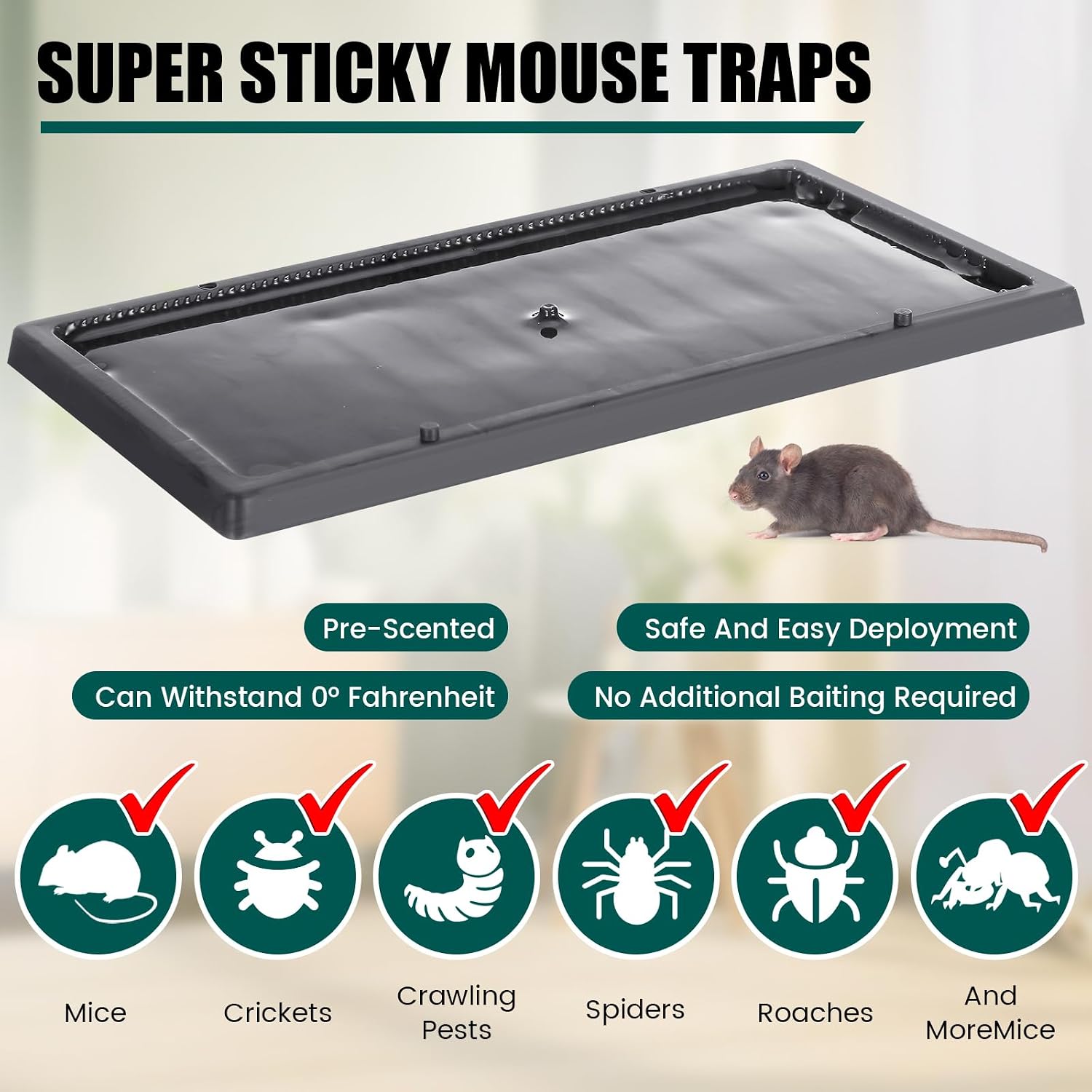 Qualirey 16 Pack Mouse Glue Traps Large Bulk Glue Rat Trap for Home Resistant Sticky Rat Traps Heavy Duty Safe Pest Control Adhesive Tray Pre Baited Glues Boards for Indoor Garage Mice Snake Spider