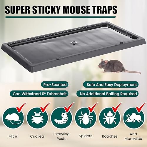 Miniatura 5 de Qualirey 16 trampas de pegamento para clima frío, resistentes a la congelación, resistentes a la congelación, bandeja adhesiva para control de