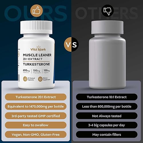 Miniatura 5 de Turkesterone Muscle Leaner - Extracto 20:1 16,000 mg con Tongkat Ali y Fadogia Agrestis, suplemento masculino de alta potencia para rendimiento,