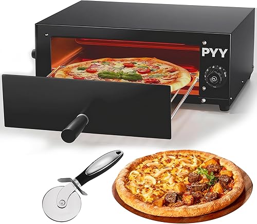 PYY Horno de pizza eléctrico  Horno de pizza de mesa de 12 pulgadas para interiores, acero inoxidable, profesional, para hornear, encimera, con