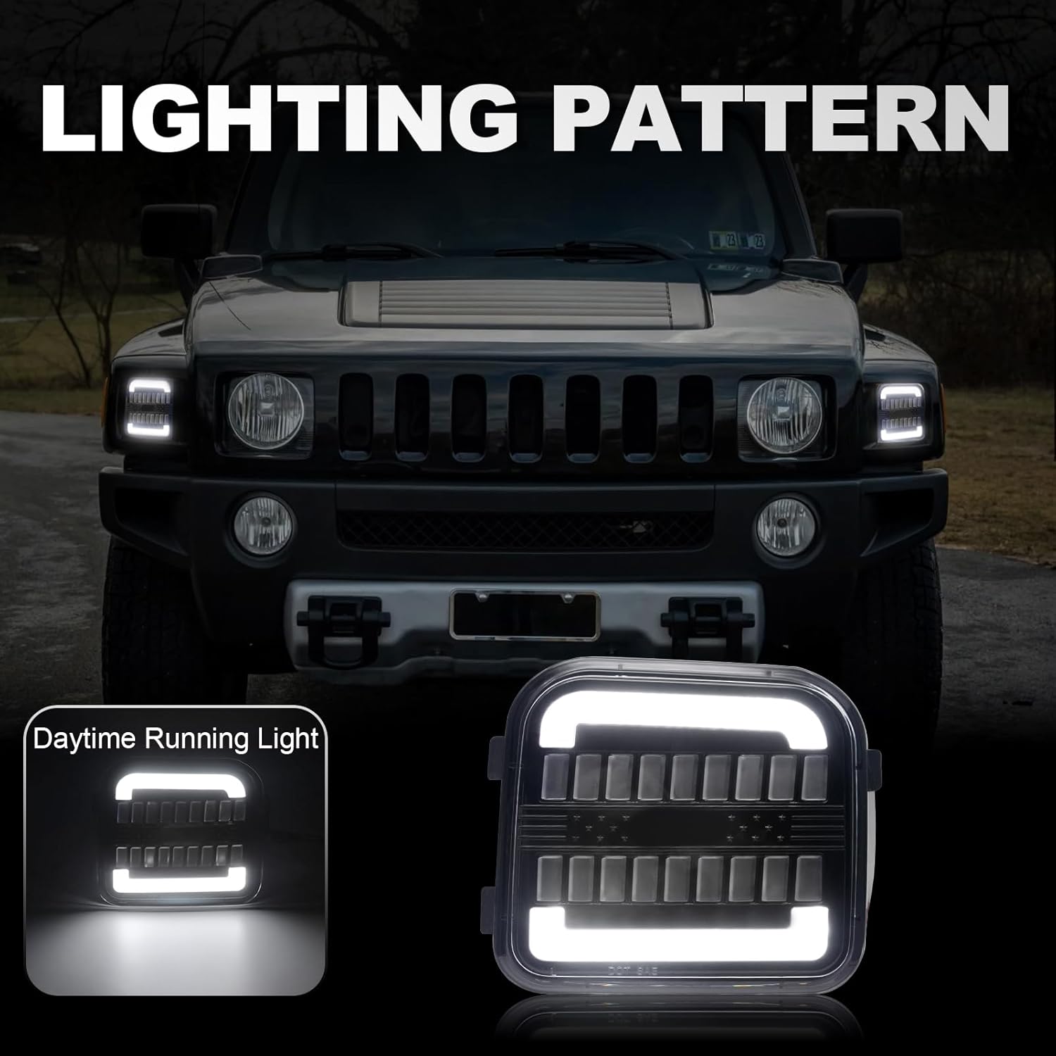 Front Turn Signal Corner Marker Lights Compatible with H3 H3T 2006 2007 2008 2009 2010 Yellow Dynmaic Sequential Blink LED as Turn Signal Lights,White as Daytime Running Lights (Clear Lens)