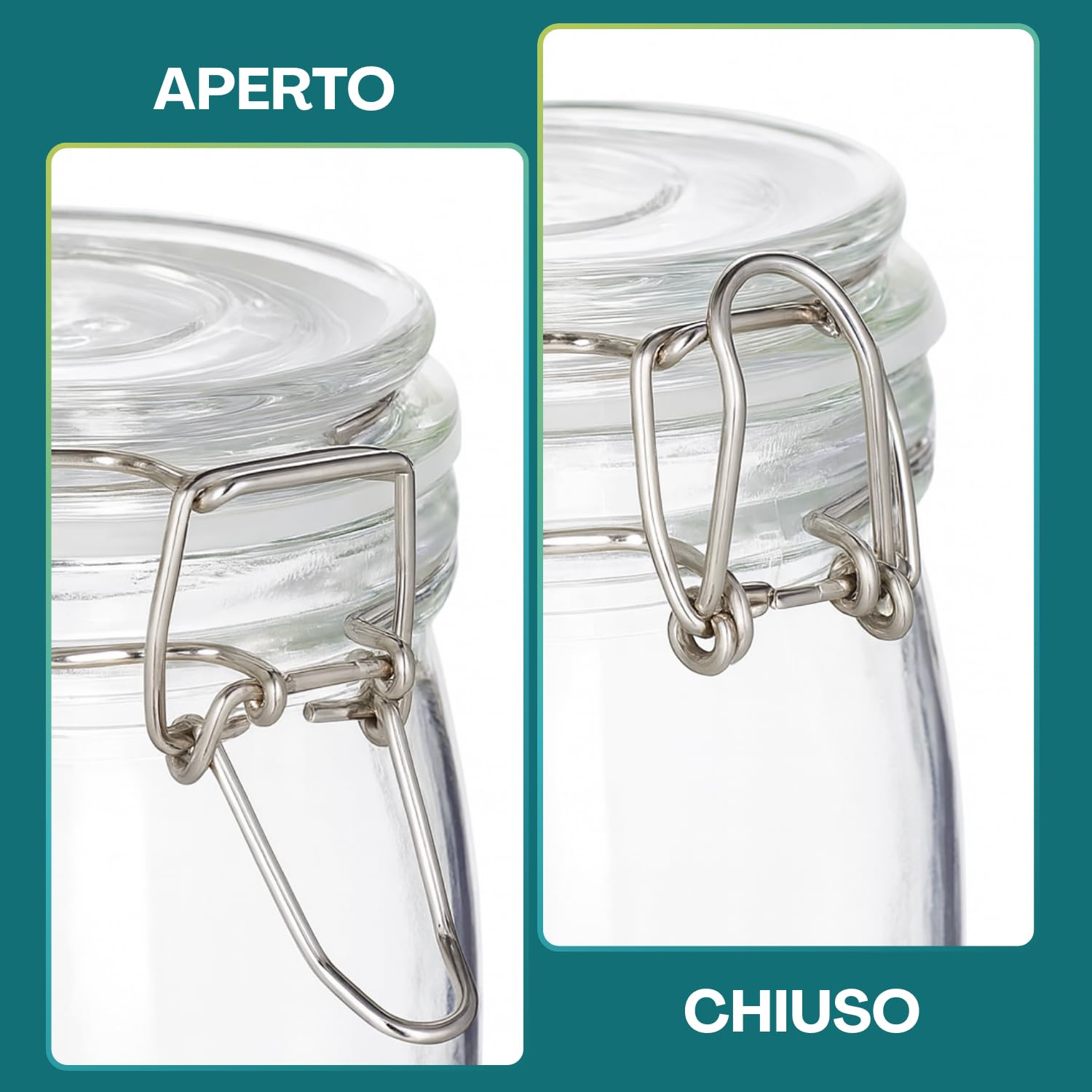 PALUPLUS 12 Barattoli in Vetro Tondi con Coperchio da 1 Litro, Misura 13x12x17 cm, Vasetto vuoto con Chiusura a Clip Ermetica, vasi sottovetro per marmellate, Biscotti, Cereali, Bomboniere -249C -9