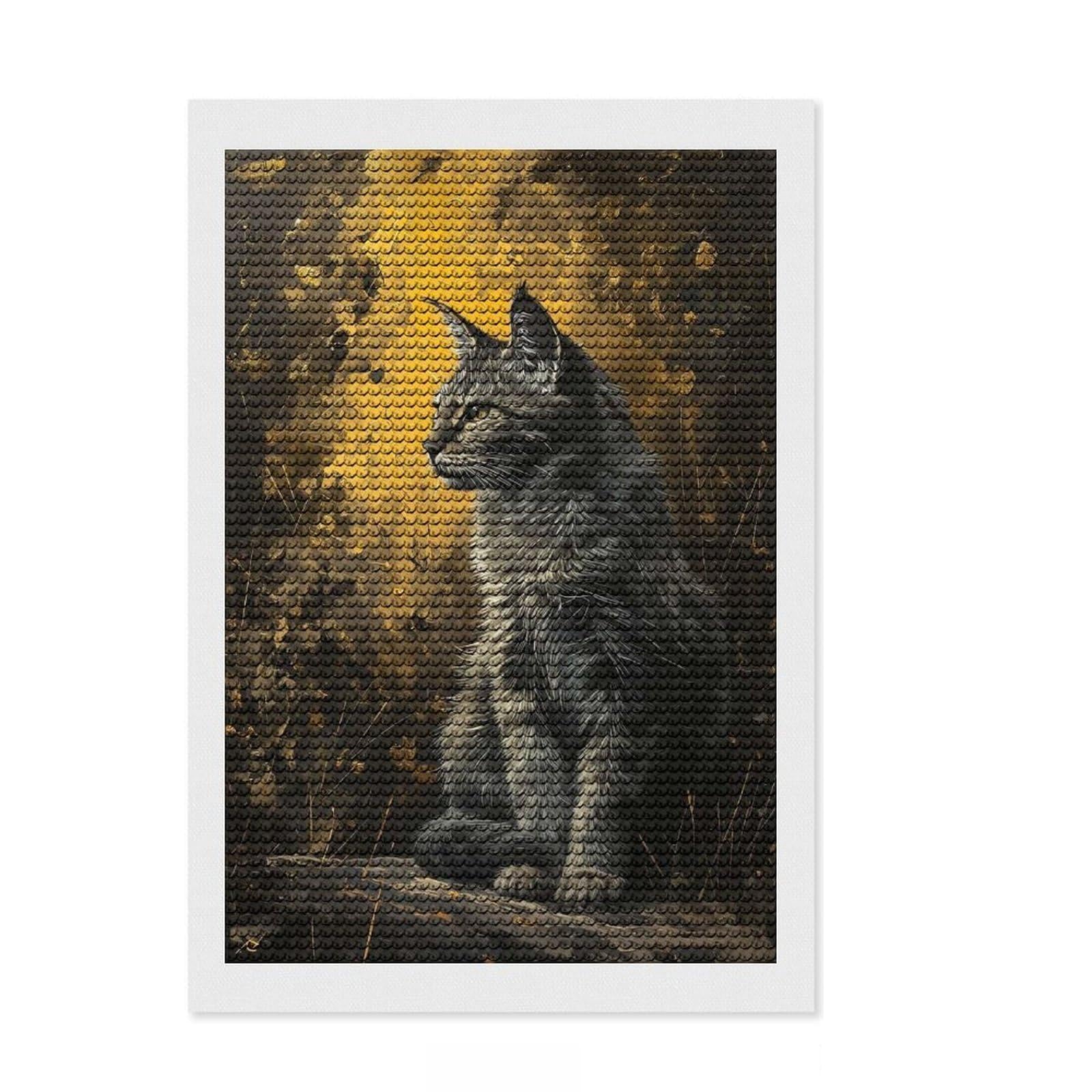 Junmoney Golden Meadows Maine Coon Crystal Diamond Art Kit 8"x12", Arts and Crafts, Aesthetic Room Decor, Boho Decor, Festive Home Decor