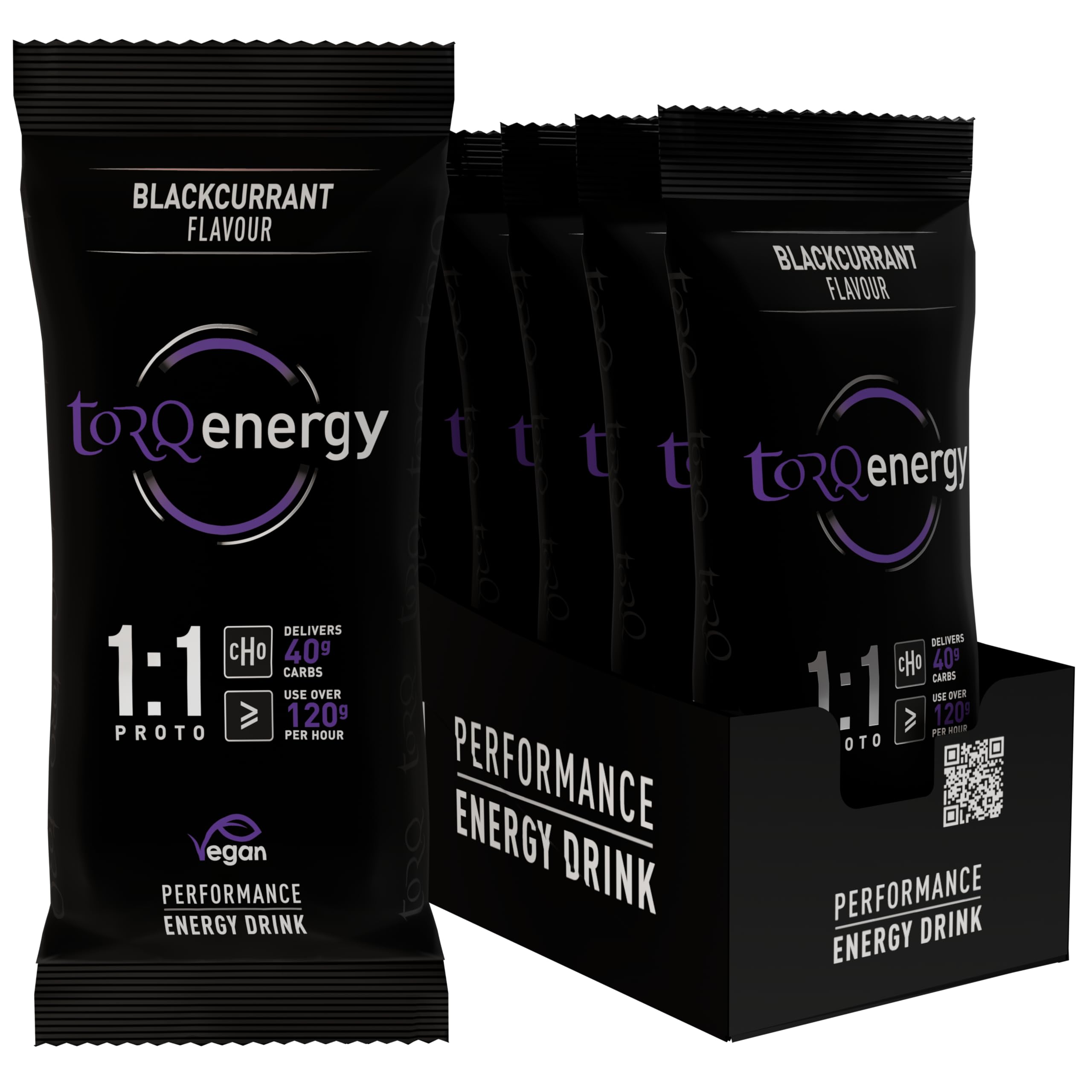 TORQ Proto 1:1 Energy Drink Sachets Box of 12 Blackcurrant - Dual Carb Electrolyte Sports Hydration Mix for Cycling, Running & Endurance Training