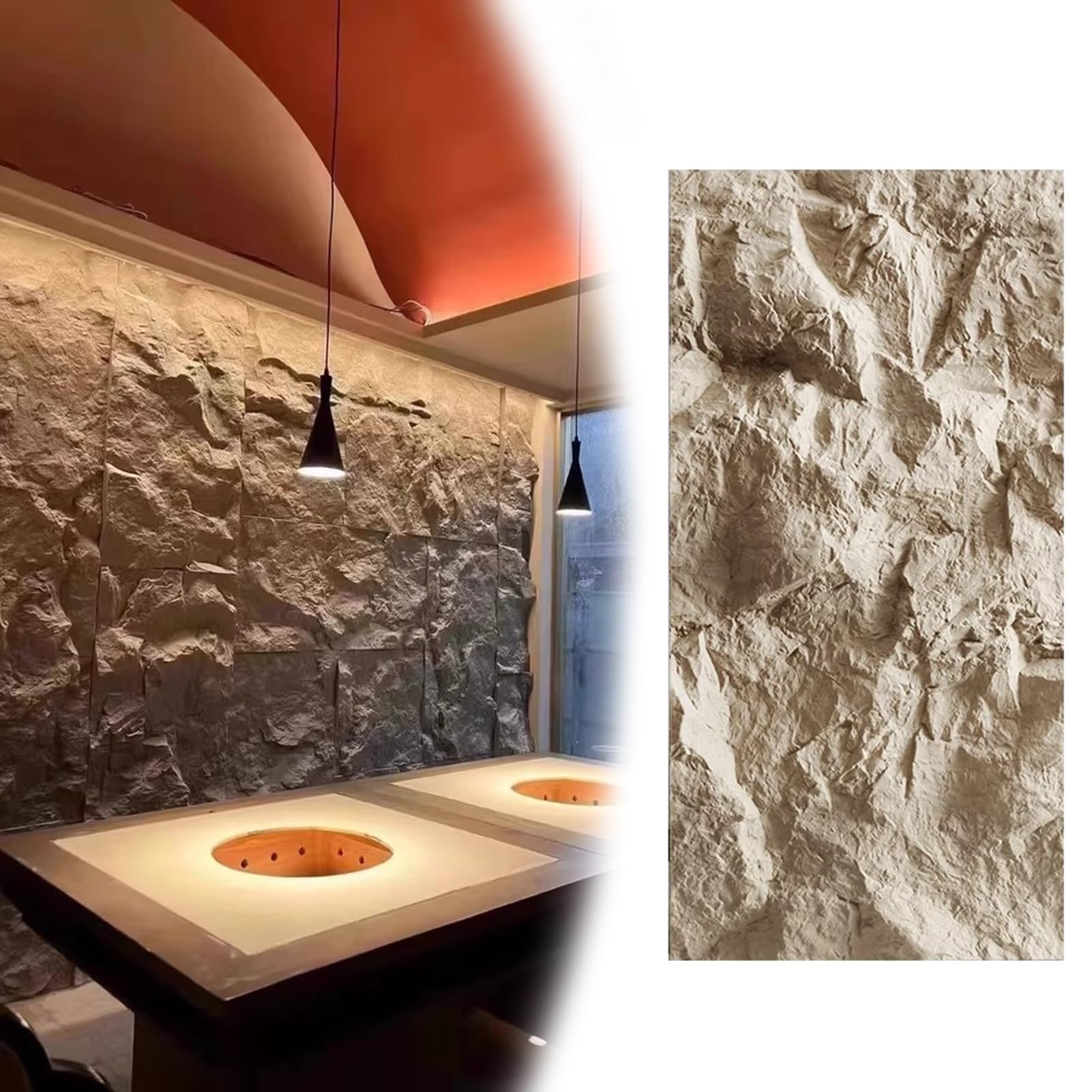 Panneau mural 3D pierre artificielle 120x60cm pour lambris et revêtement