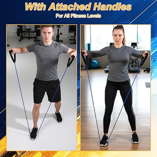 Miniatura 6 de 10 bandas de resistencia para ejercicio con asas, tubo de resistencia física, bandas de entrenamiento con anclaje de puerta para hombres y mujeres,