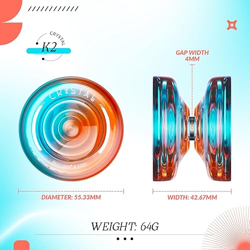 Miniatura 5 de Yoyo K2 Crystal - Yoyo profesional sensible para niños principiantes, Yo Yo de doble propósito para rodamientos de yoyo avanzados + extra