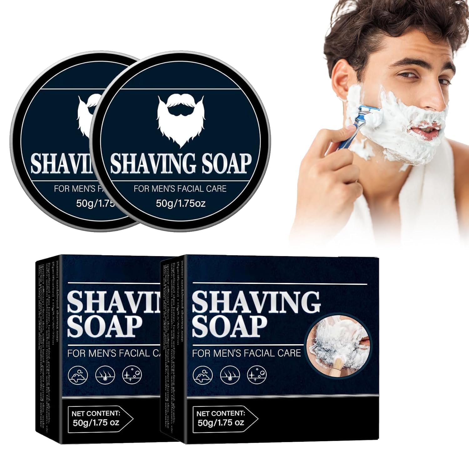 Soap Cleansing Men's Shaving Soap, Handmade Soap for Rich Shaving Foam, Perfect for Shaving with Safety Razor & Razor, Vegan Shaving Soap for Men and Women, Shaving Cream Vegan