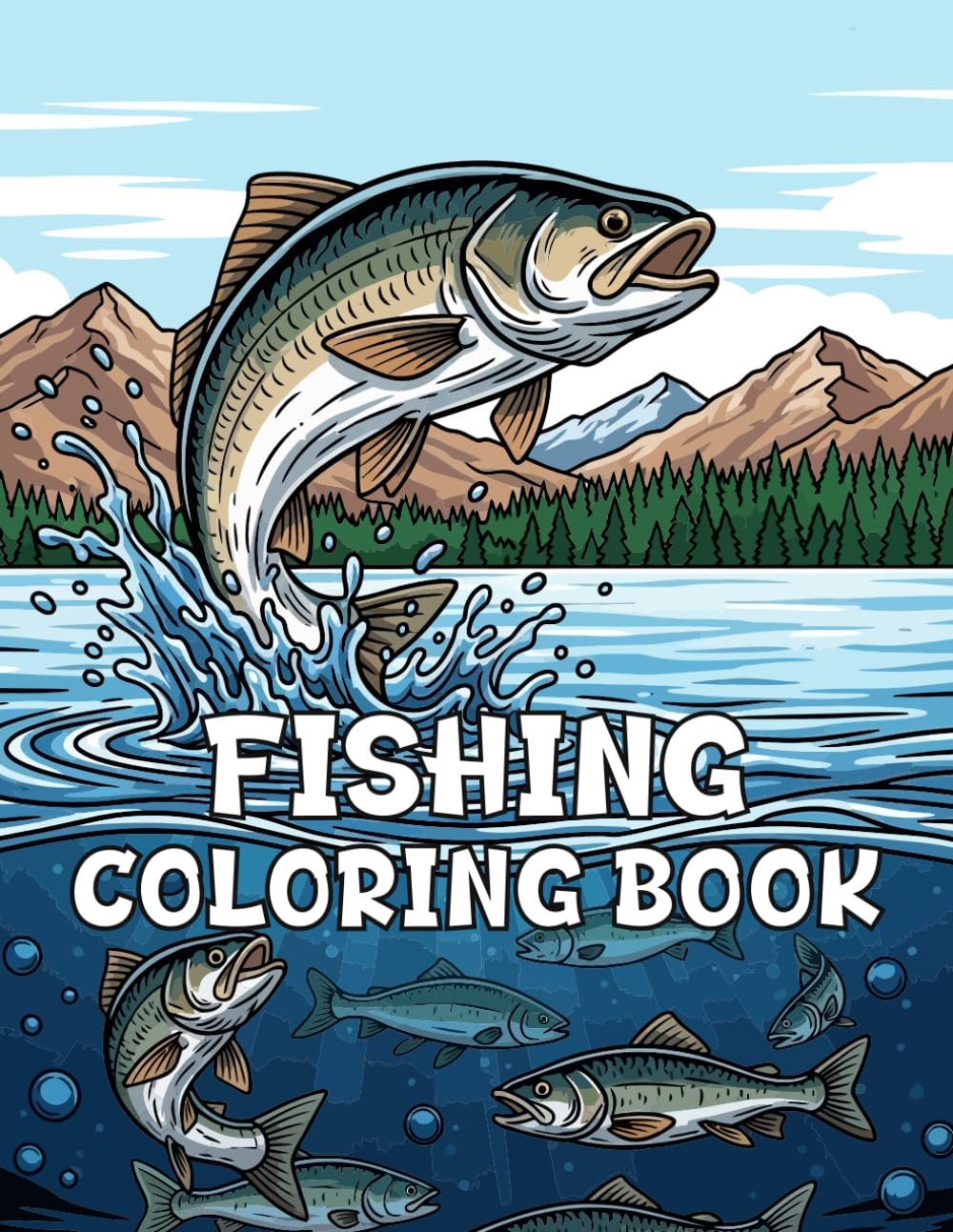 Fishing Coloring Book: Fun and Relaxing Illustrations of Fishing Scenes, Boats, and Big Catches