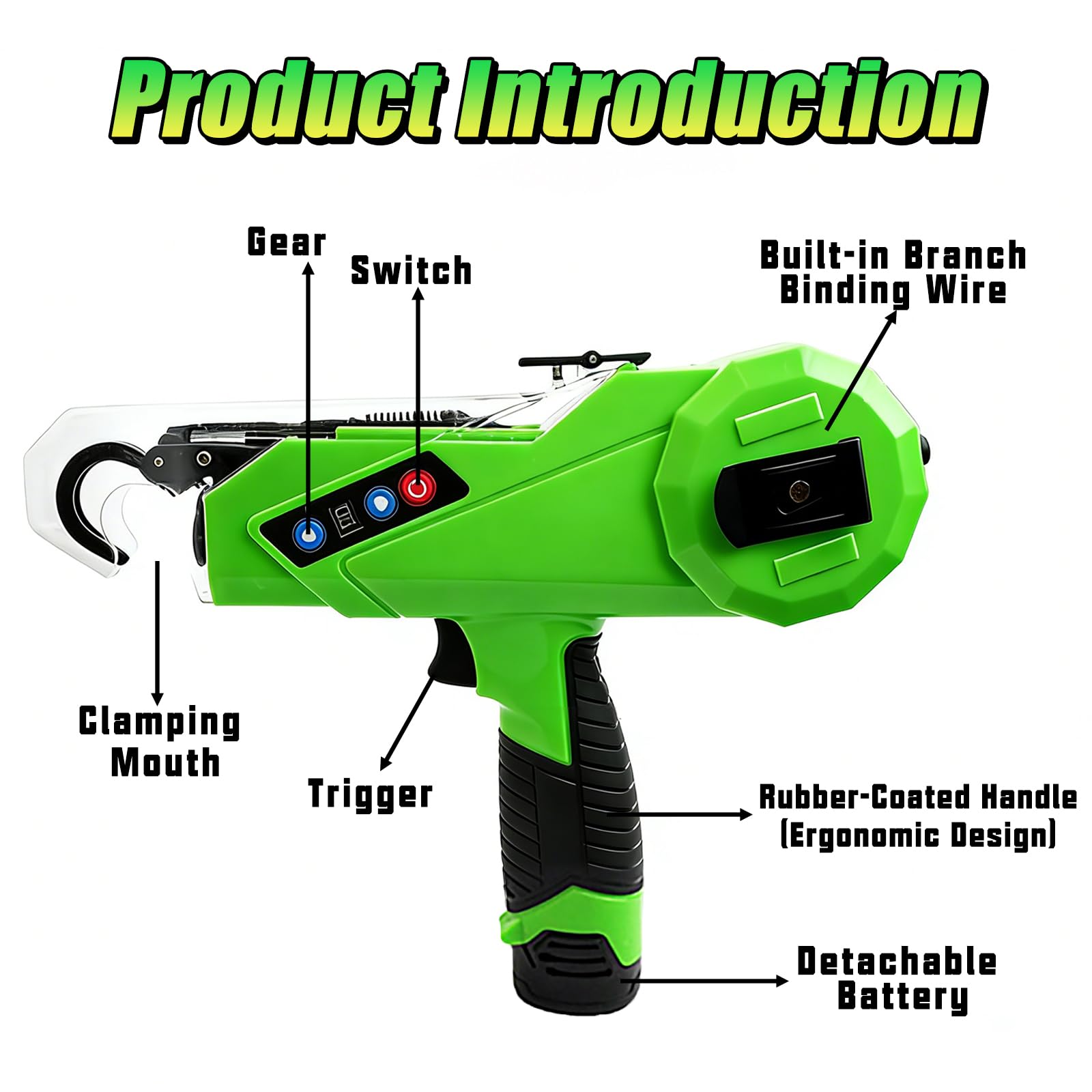 Legatrice elettrica per piante, senza fili, con doppia batteria da 2 Ah, regolazione a 4 velocità, diametro di rilegatura 25 mm, per attività in giardino e vigneto