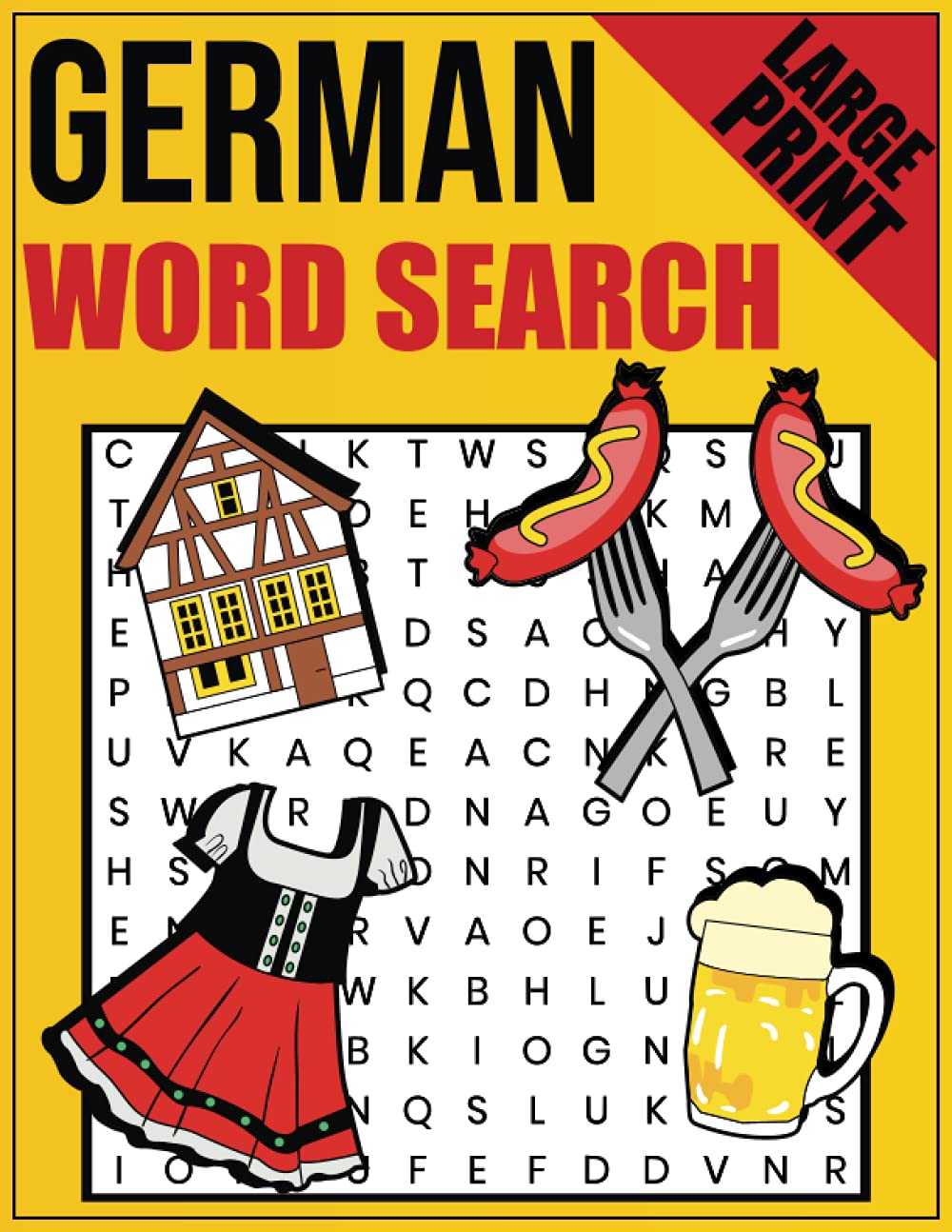 100 Extra Large Print German Word Search Book