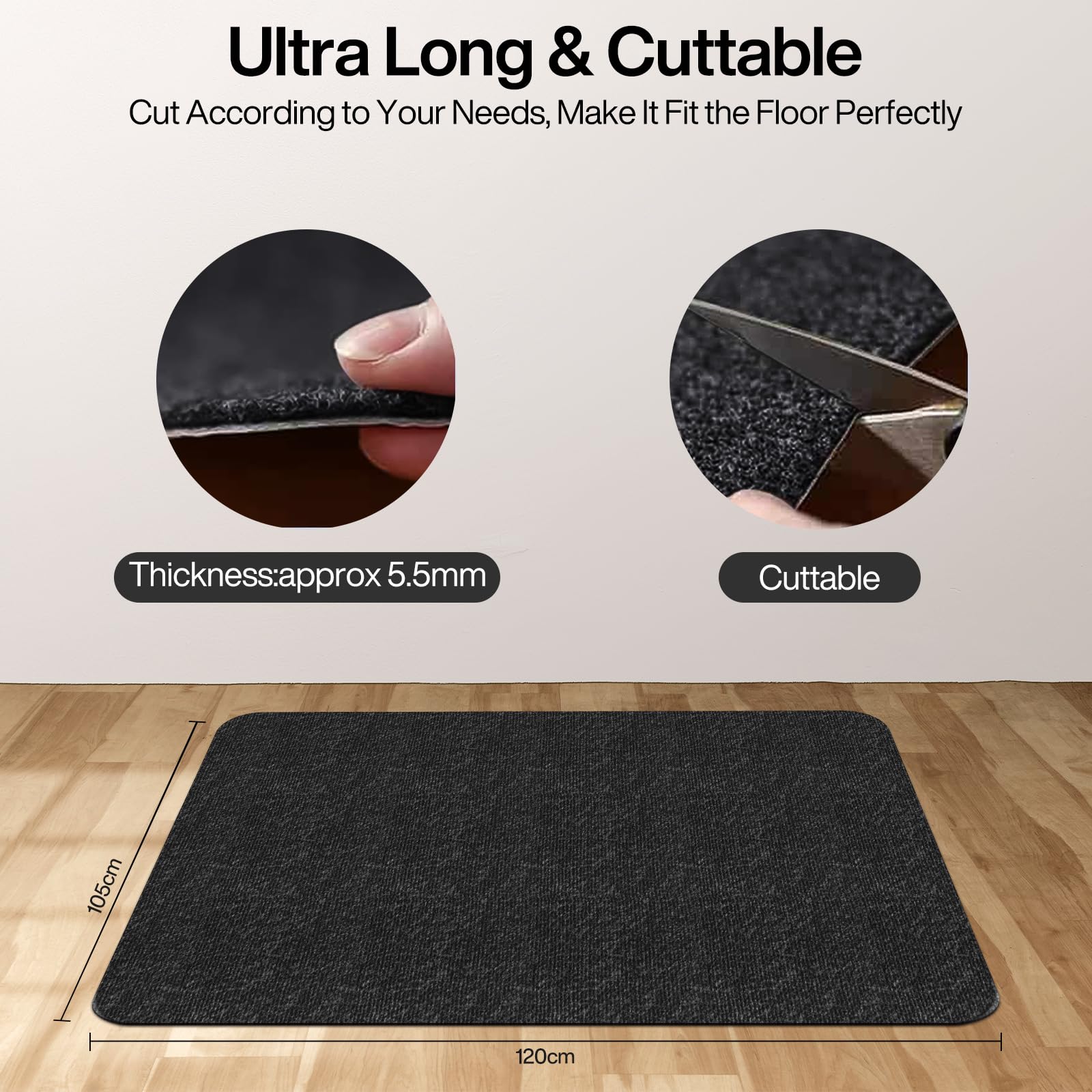 Tappeto Salvapavimento Per Sedia Ufficio 105x120 Cm - Antiscivolo, Protettivo Per Parquet E Pavimenti Duri - Foto 6