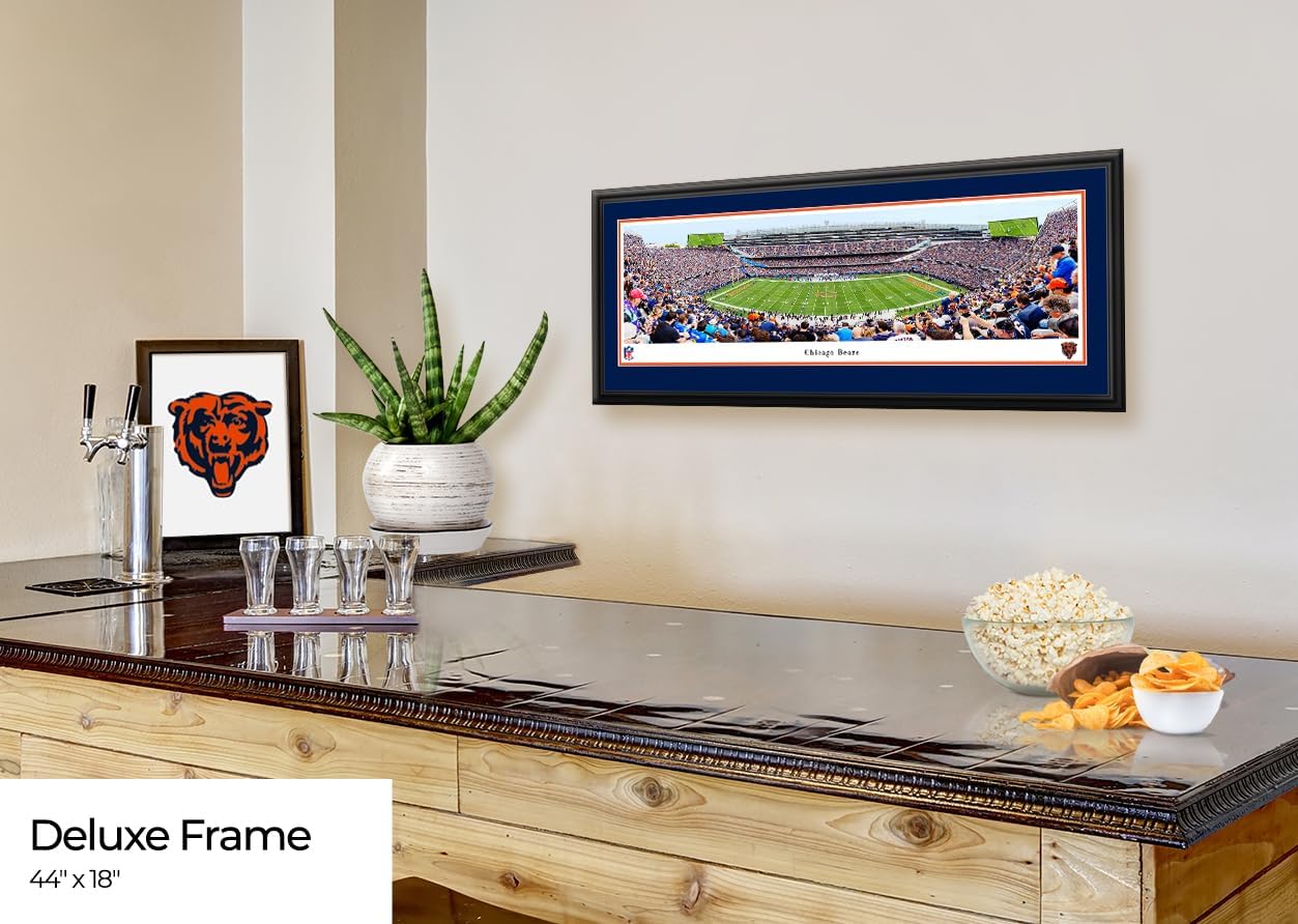 Chicago Bears - Double Mat, Deluxe Framed Picture by Blakeway Panoramas (44"W x 18"H)