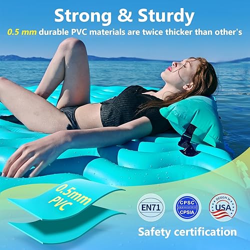 Miniatura 5 de Alfombra flotante inflable gigante mejorada 2025 - Flotador de piscina para adultos con hamaca para piscina, piscina, playa, lago para fiesta