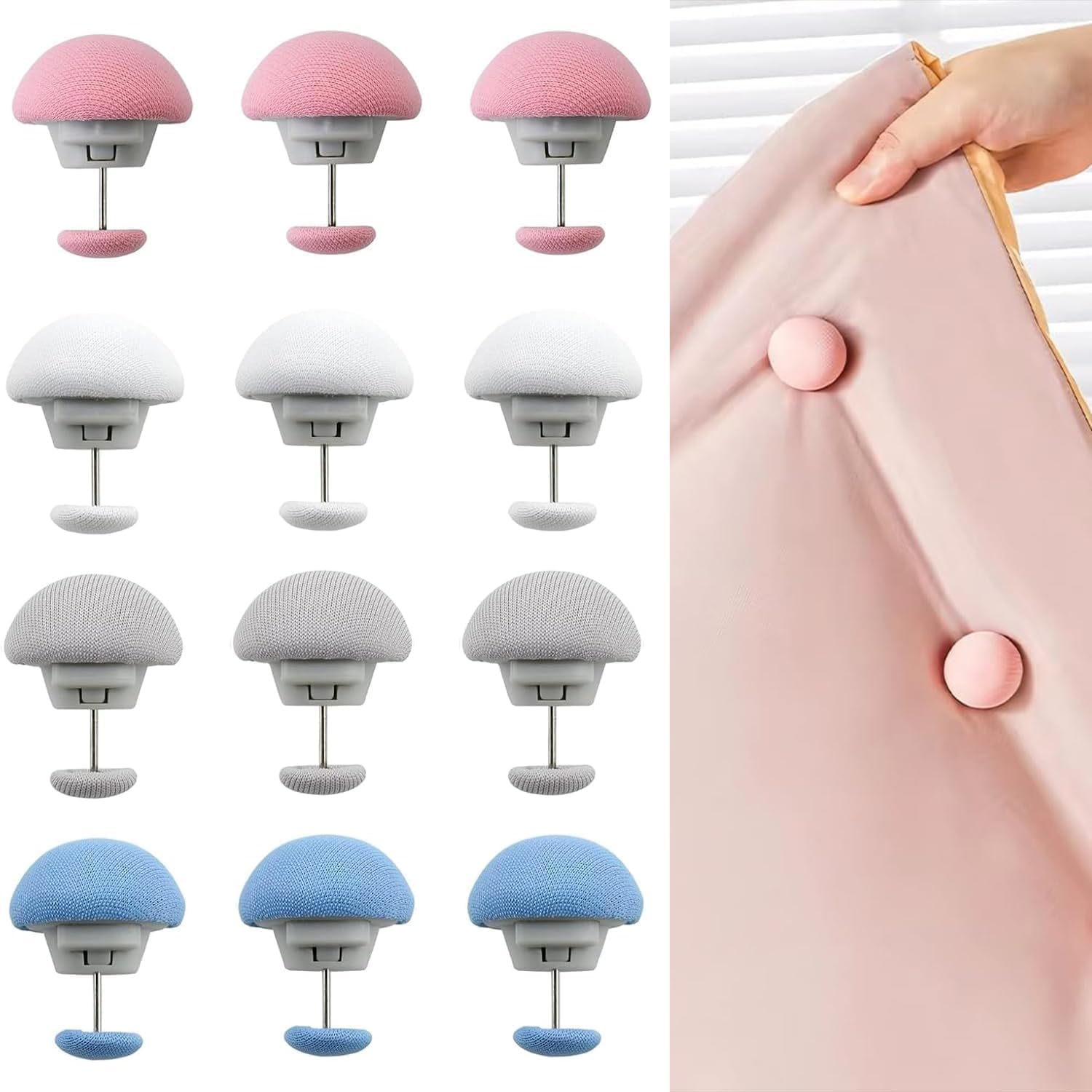 quilt fixing clips set – anti-slip mushroom bed sheet fasteners with buttons, duvet cover clips for blanket, comforter & bedding holder bedding fixing solution (pack of 10)