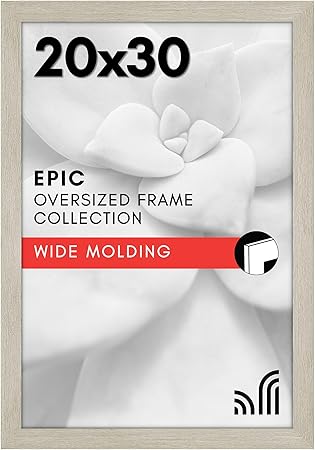 Americanflat 20x30 Poster Frame with Polished Plexiglass - Wide Picture Frames Made of Engineered Wood for Vertical or Horizontal Wall Display - Epic Collection - Grey