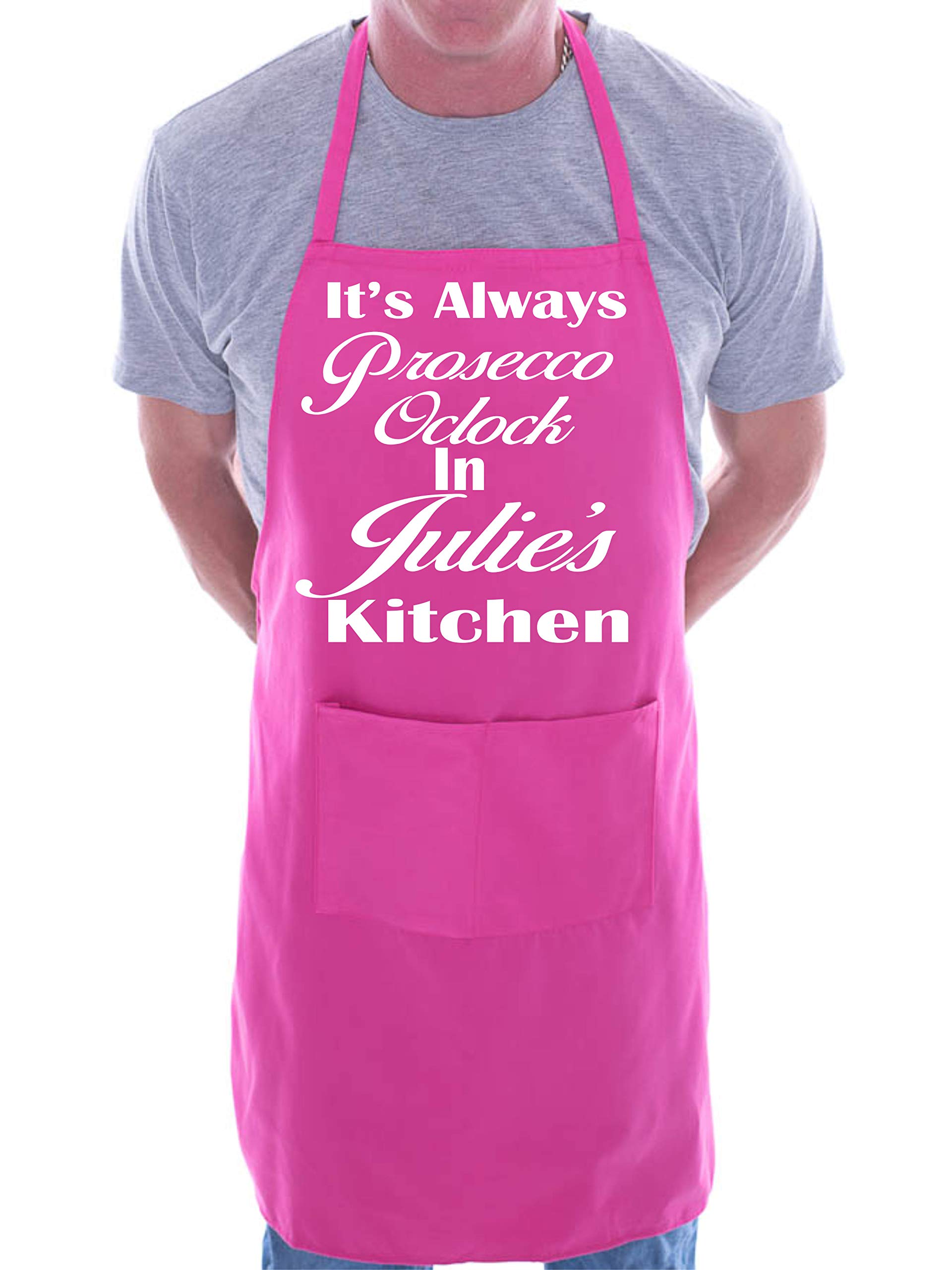 Print4U Personalised Apron Prosecco O'Clock Julie's Kitchen Pink
