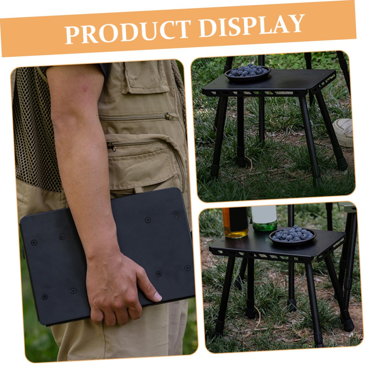Table de Camping Pliante Compacte en Fer, Petite Table D’appoint Noire | Pliable et Facile à Transporter, Usage Randonnée et Fête Extérieure, Format Mini