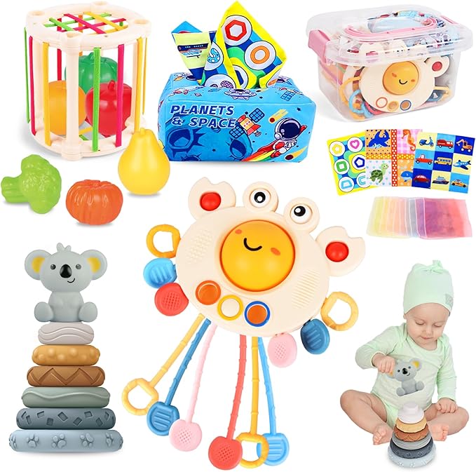 Jouet Montessori Bébé Jouet Boîte à Mouchoirs Afufu - Jeu Sensoriel Montessori Pour Bébés 0-12 Mois Boite A Tissu Montessori