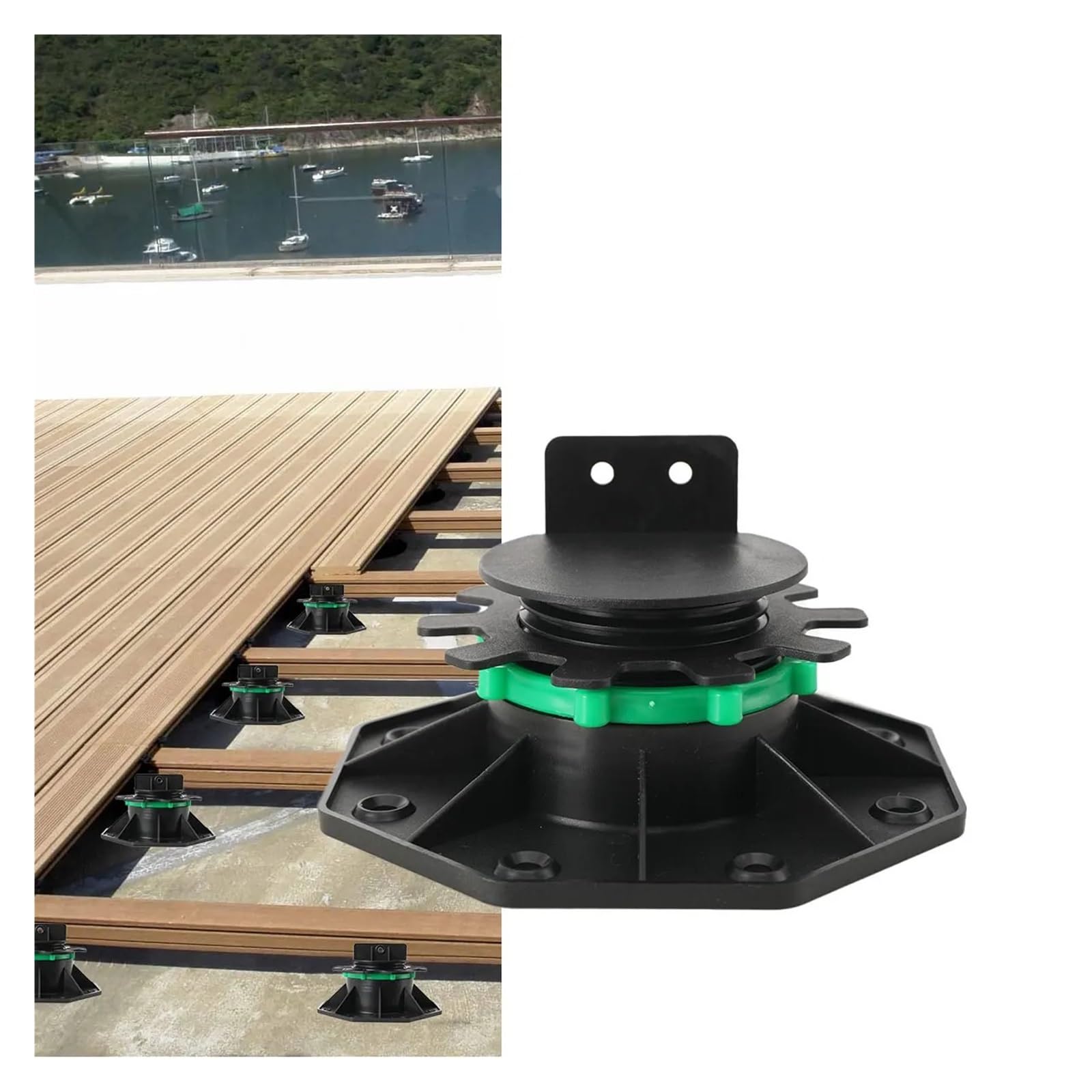 Soporte para tarima Base de soporte plataforma 24 piezas, altura ajustable 40 a 60 mm, base elevación piso resistente, soportes cojinetes elevadores