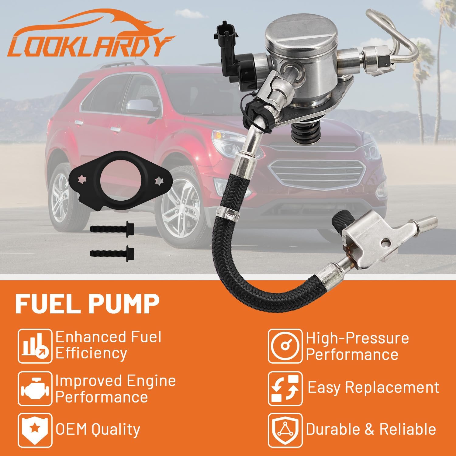 12641847 High Pressure Fuel Pump W/Fuel Hose Compatible with GMC Terrain For Chevy Equinox 2010-2017 For Buick Regal 2012-2017 2.4L Replace 12633423
