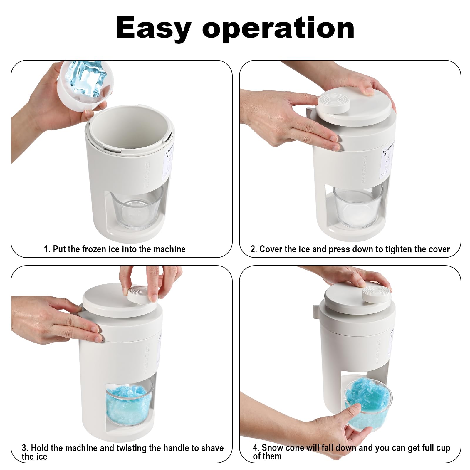 Máquina de afeitar de hielo portátil y máquina de cono de nieve, máquina de hielo afeitado manual de alta calidad para el hogar con manivela, máquina de granizado y trituradora de hielo. Ideal 5