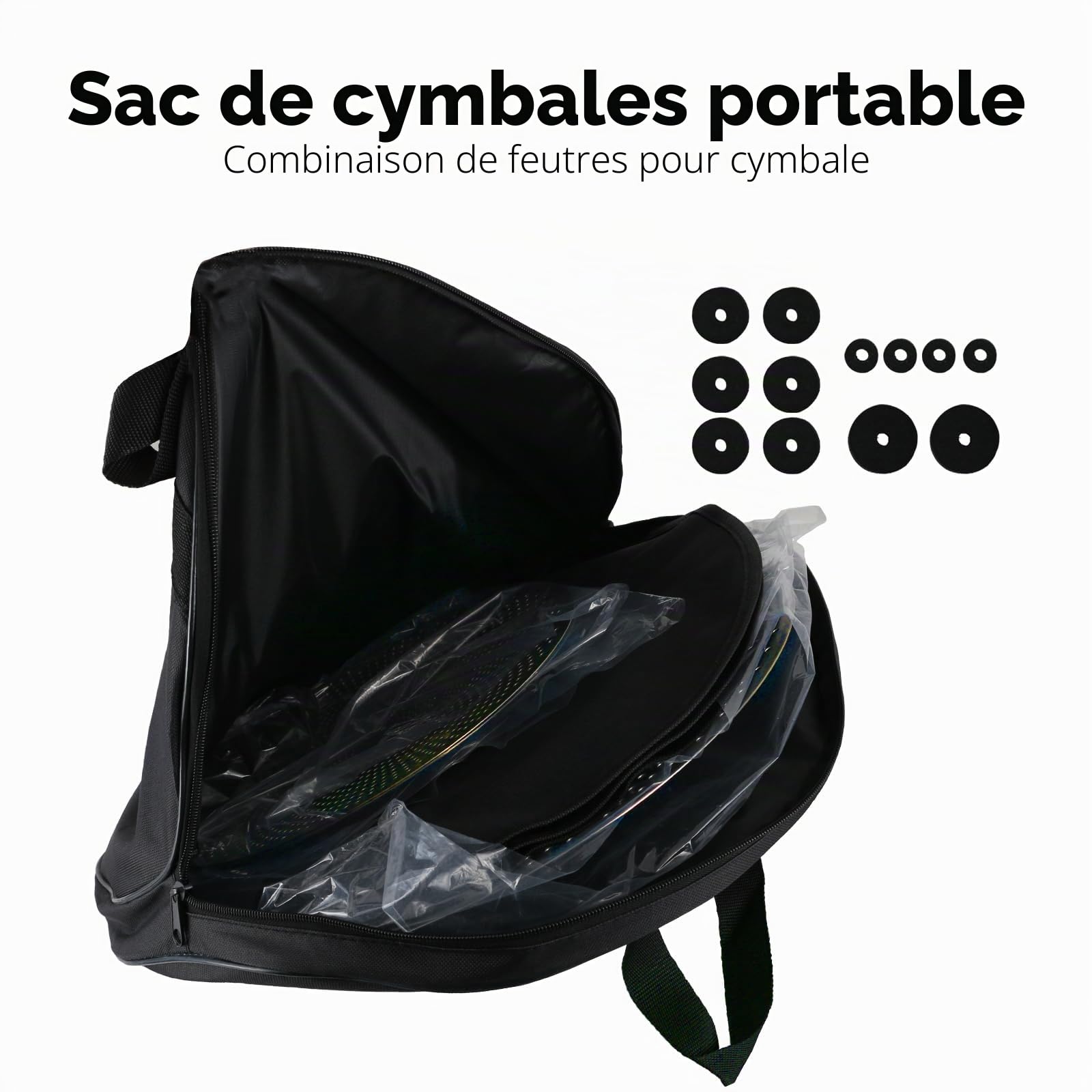 EASTROCK Ensemble de Cymbales à Faible Volume - Ensemble de 5 Pièces, Charleston 14 Pouces + Cymbales Crash 16 Pouces et 18 Pouces + Cymbale Ride 20 Pouces avec sac pour Cymbales et Feutres (Or)