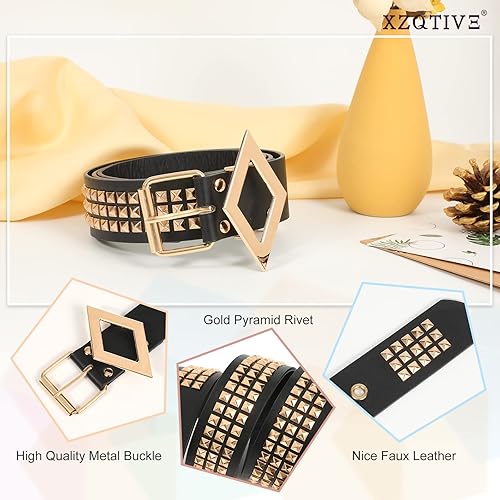 Miniatura 4 de XZQTIVE Cinturón con tachuelas de metal punk rock remache cinturones para mujereshombres, cinturón de cuero punk gótico, accesorios para pantalones