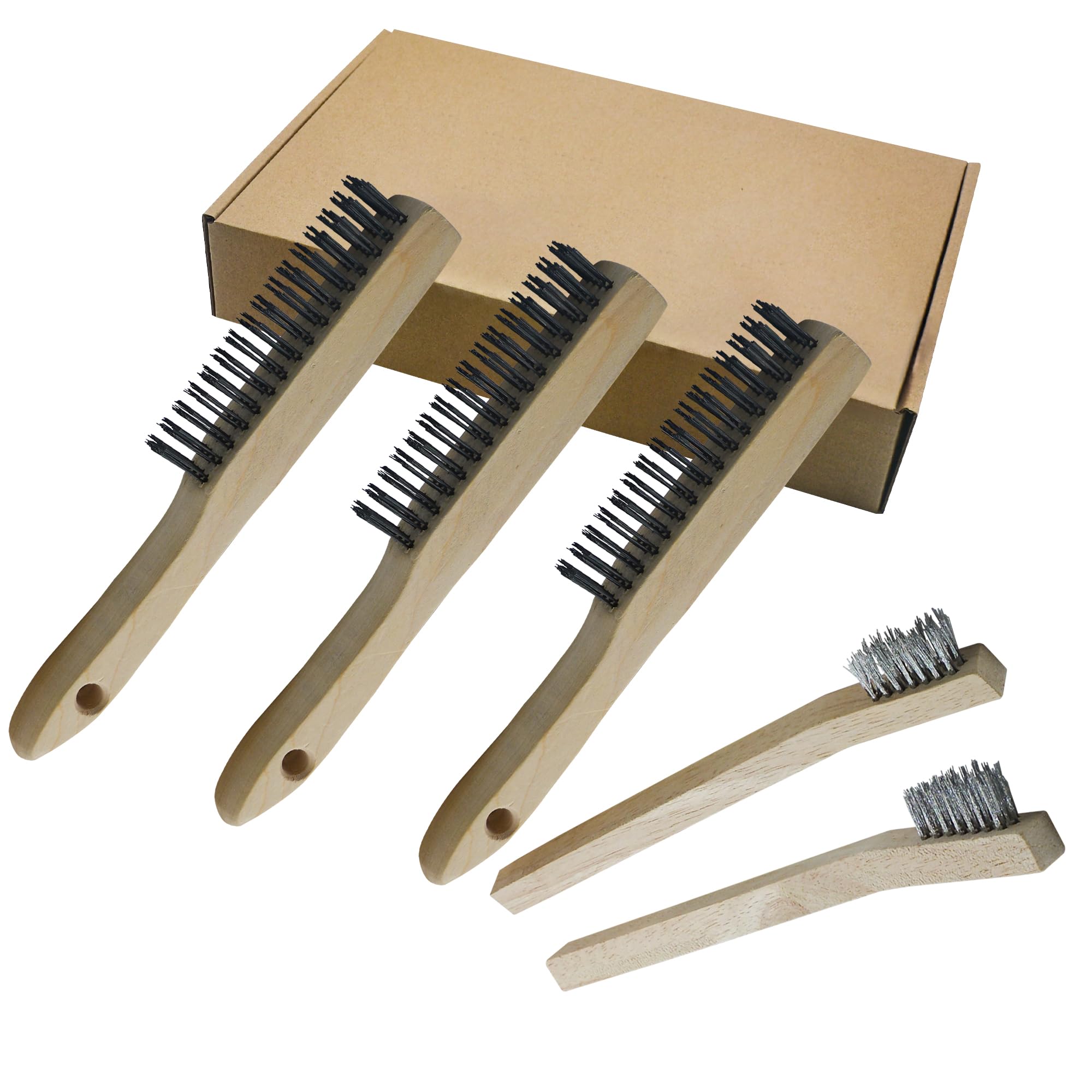 NICAVKIT 5-tlg Handdrahtbürste Set , Drahtbürsten mit Holzgr