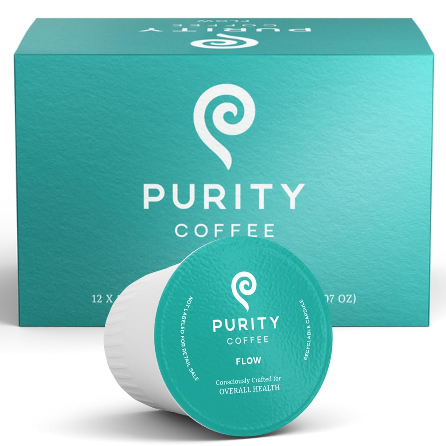 Purity Coffee FLOW Medium Roast Organic Coffee – USDA Certified Organic Specialty Grade Arabica Single-Serve Coffee Pods – Third Party Tested for Mold, Mycotoxins and Pesticides – 12 ct Box