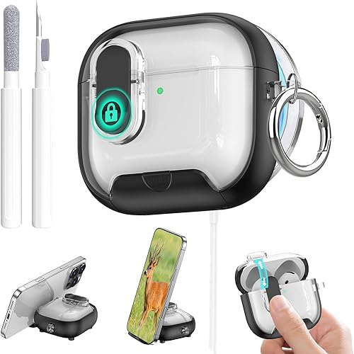 Miniatura 11 de for Airpods 4 Case Clear,Secure Lock for Airpods 4th Generation Case Cover with Phone Stand and Magsafe Function,Auto Pop-up,Hybrid Protection
