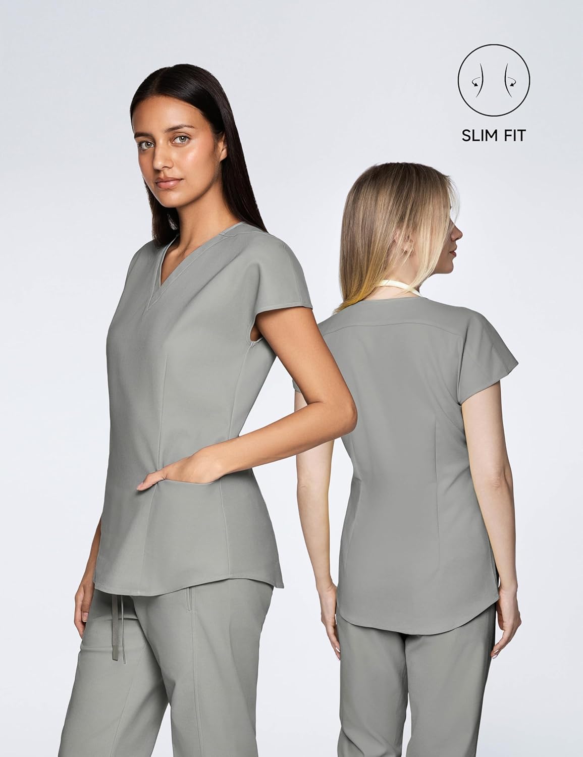 Acadia Gilda Fitted V-Neck Scrub Top for Women: Slim Fit, 2 Pockets, High-Performance, Easy-Care Women Scrub Top - Image 2