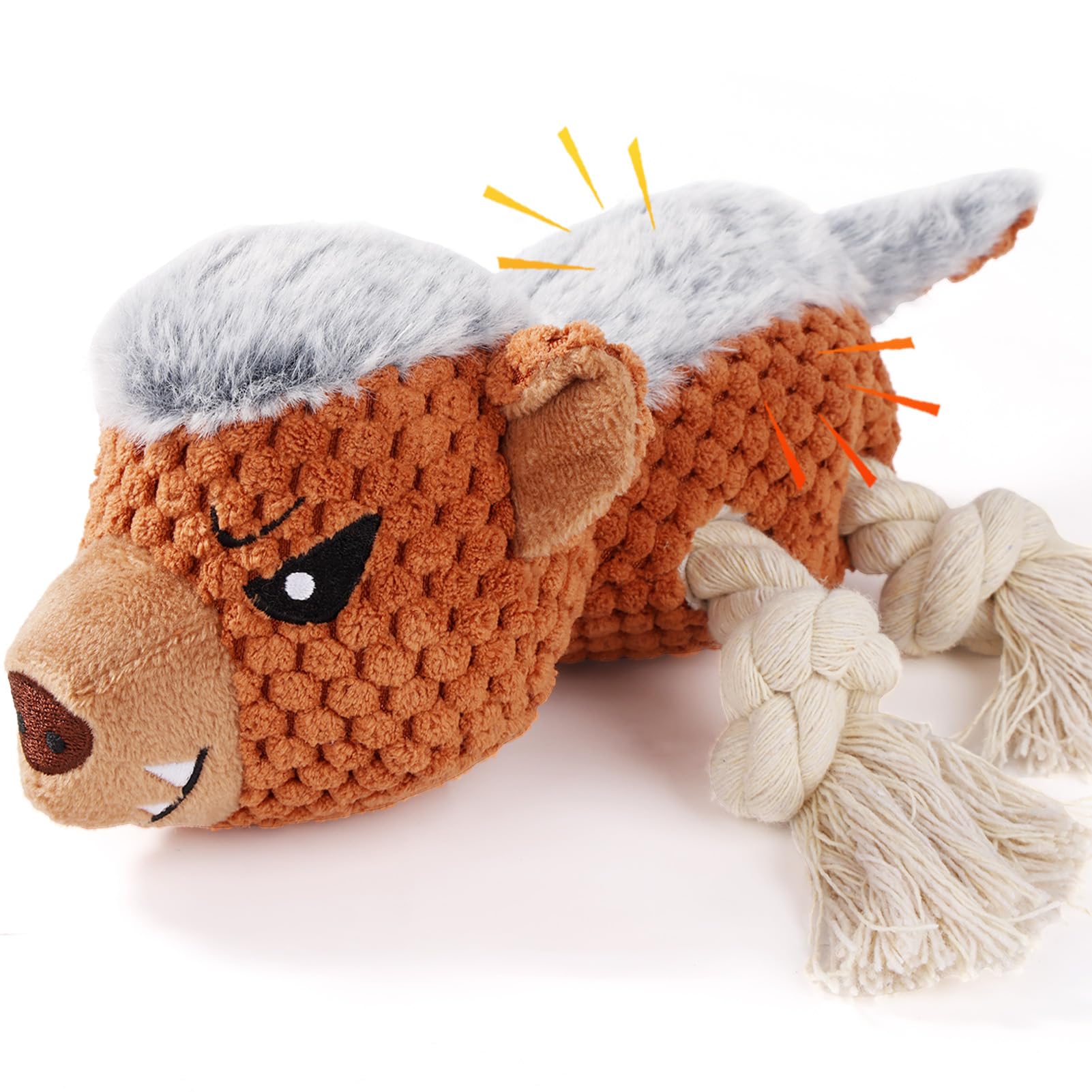 Letsmeet Dog Toys - Squeaky Interactive Plush Dog Toy with Rope Chew Toy for Large Dogs Small Dogs
