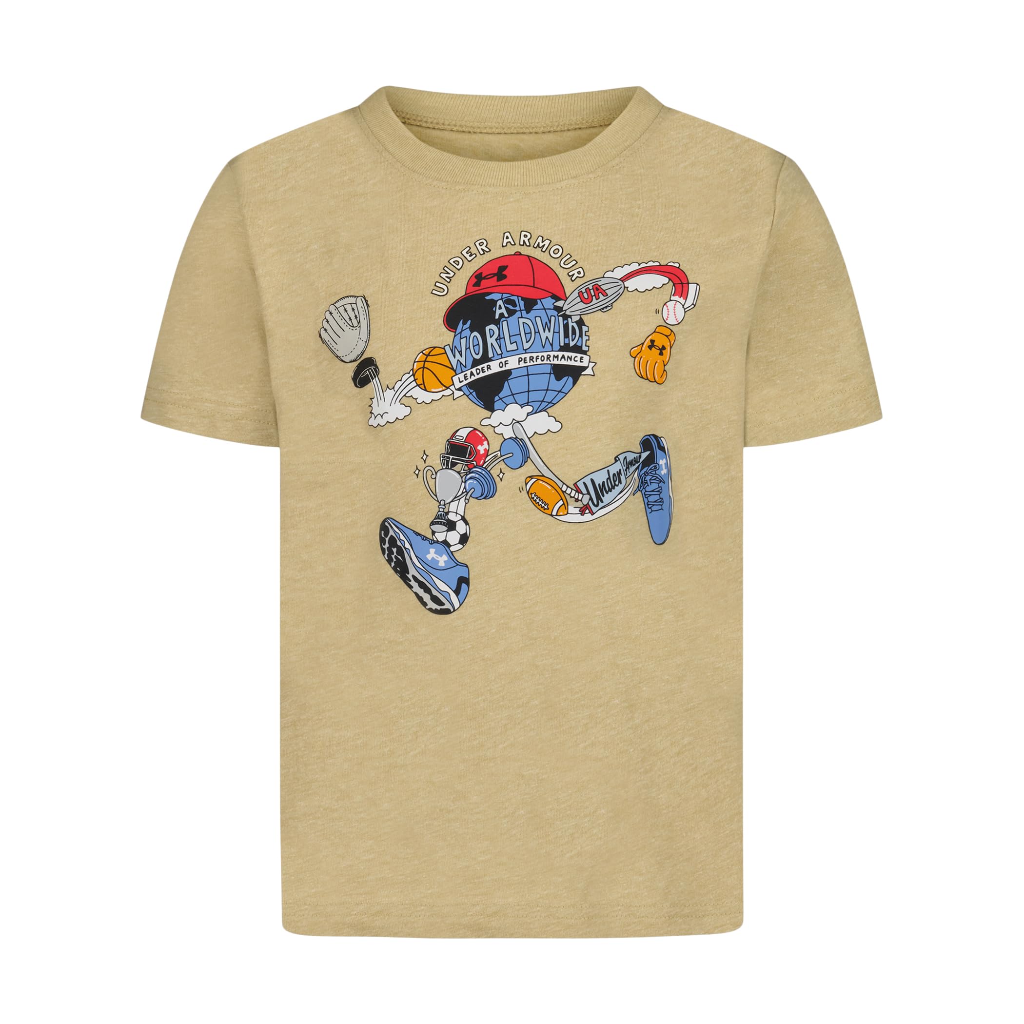 Under Armour Boys Short Sleeve Sports Graphic T-Shirt Lightweight Breathable Relaxed Fit Field Khaki World 3T