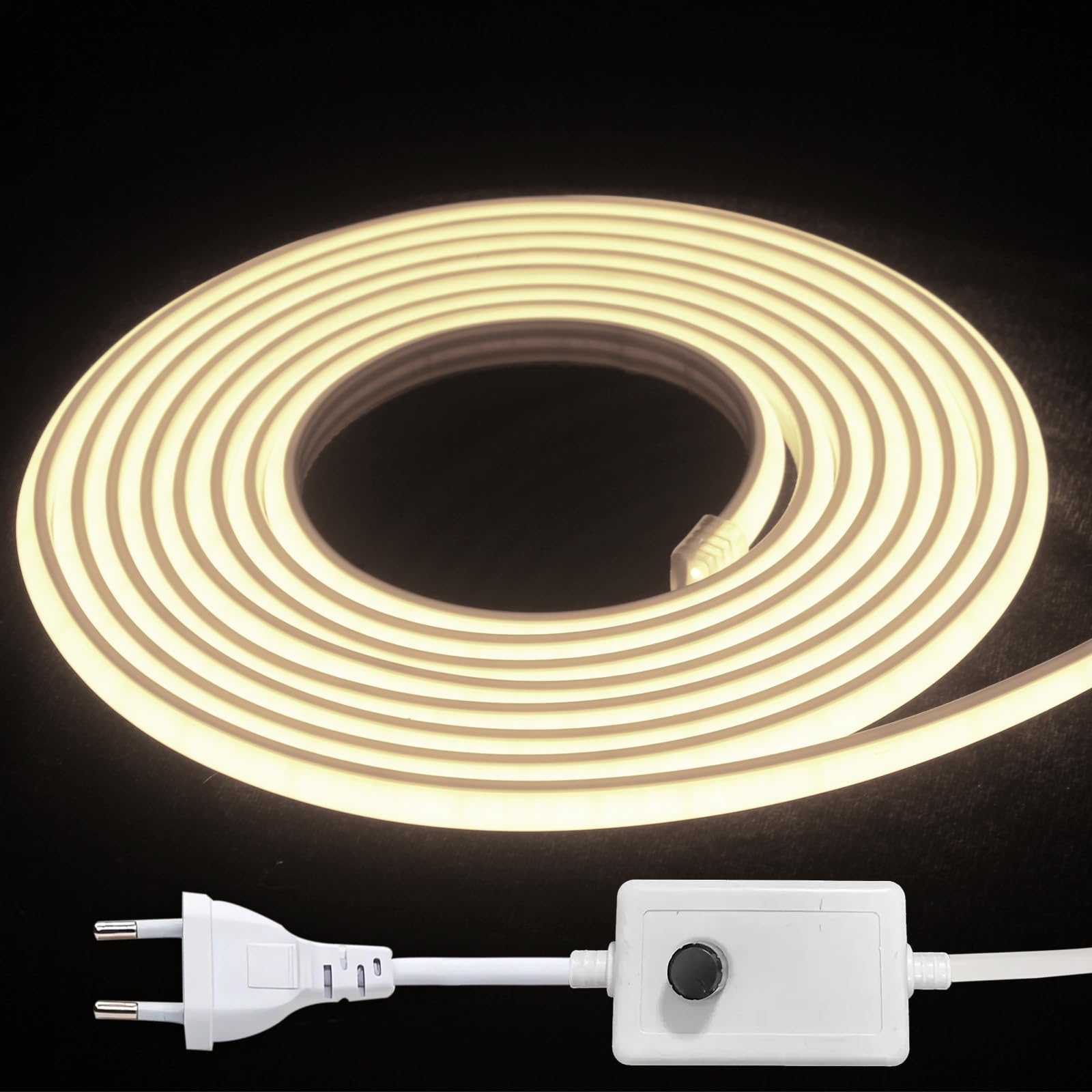 Ruban LED COB 220V IP65 avec Gradateur, Bande Flexible(3000K, 8M)