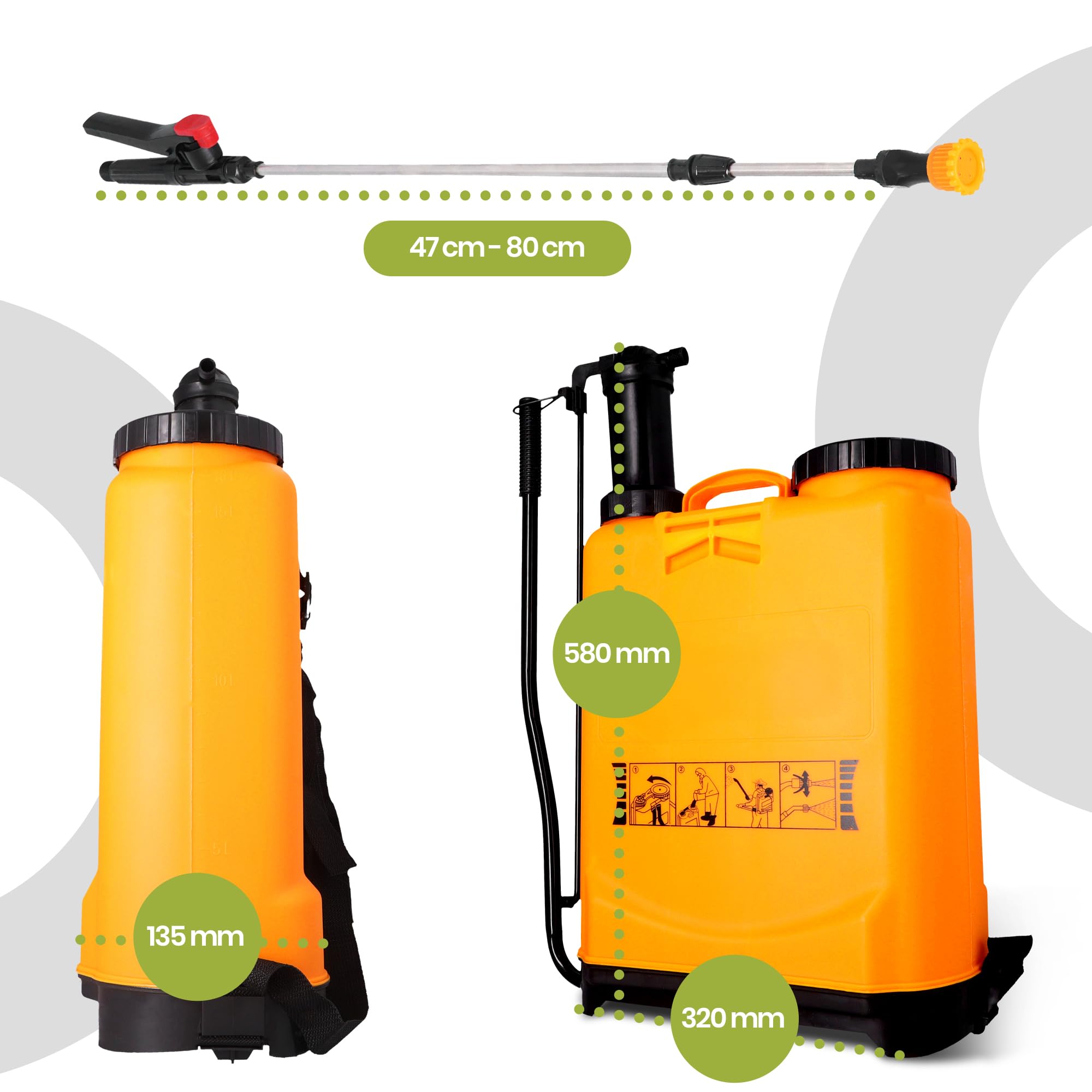 Instalguru Sulfatadora Mochila 16l Pulverizador Presión Manual Jardinería Fumigadora Huerto Herbicida Fertilizante Boquillas Regulables Tratamiento Plantas Diseño Ligero