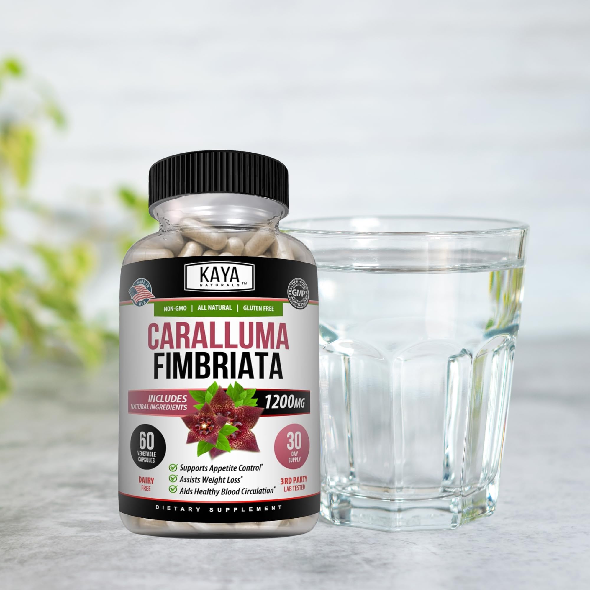 Kaya Naturals - Caralluma Fimbriata 1200mg High Potency Supplement | Maximum Strength Natural Endurance Support, Vegetarian Capsules (60 Count)