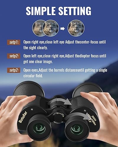 Miniatura 4 de Prismáticos para adultos, prismáticos HD de alta potencia de fácil enfoque, ocular grande impermeable para observación de aves, viajes, caza,