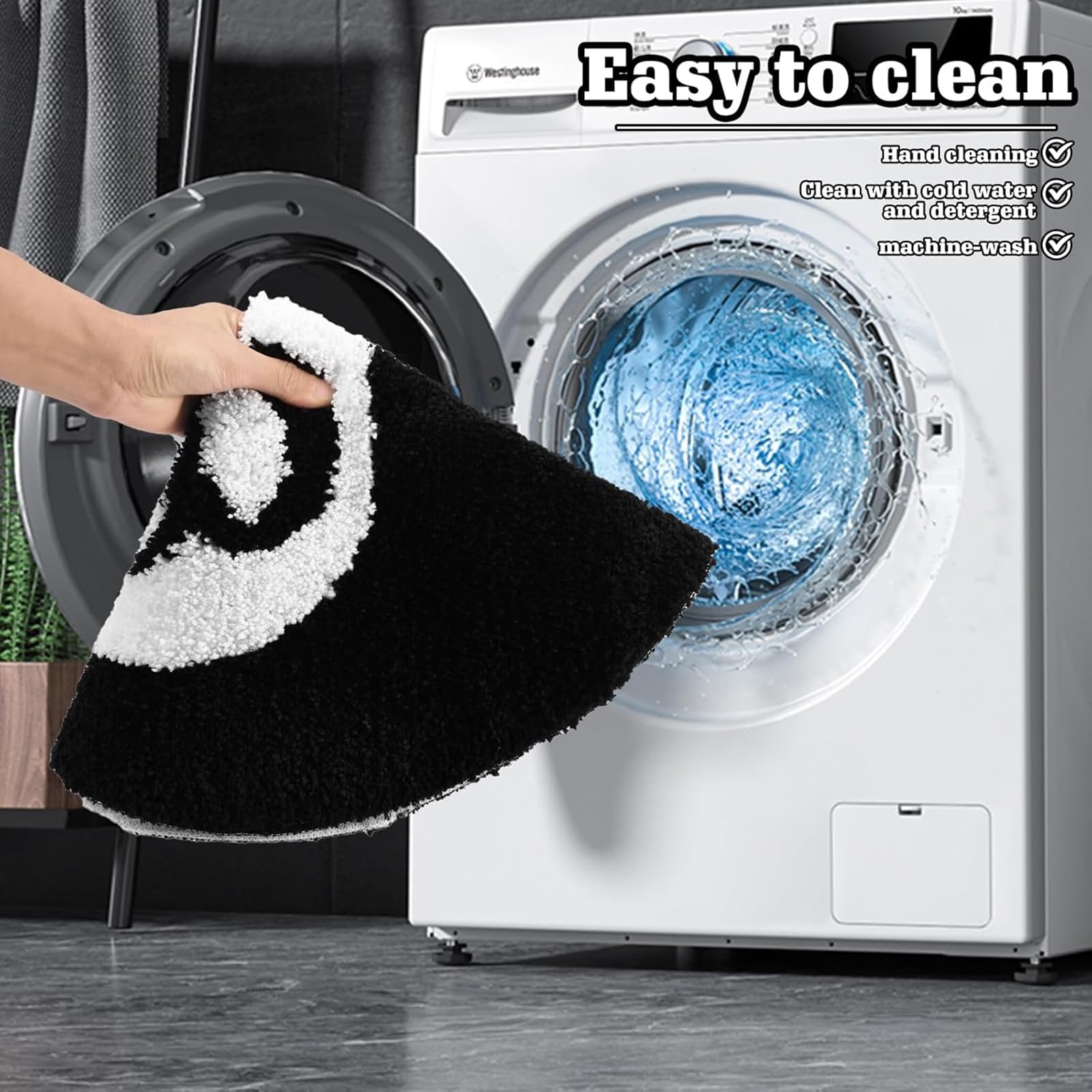 8 Ball Billar Alfombra, con Tufting suave con Anti-Rutsch, Lavable a máquina 80x80cm Redondo en Negro Cool Rugs, Para Decoración Streetwear Dormitorio Juvenil