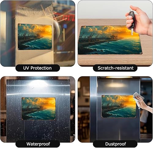 Miniatura 5 de Port And Ocean Industrial View With Cranes Funny Wall Decor 8 * 12 Inch Retro Metal Sign Posters For Kitchen bathroom farm yard bar Garage man cave