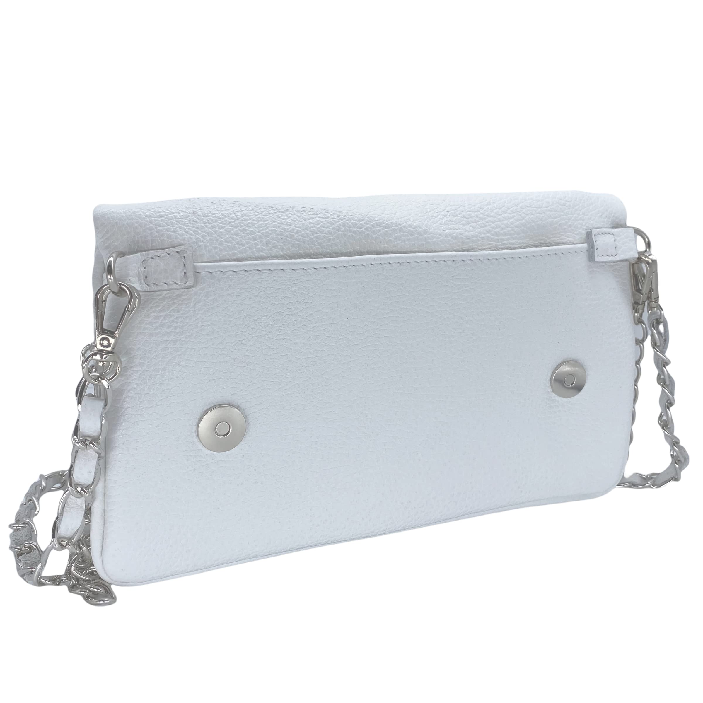 Bolso Bandolera Mujer con Doble Cadena en Piel Cuero Made in Italy Diario con Bolsillo Interior y Trasero Crossbody Casual Cruzado para Viaje